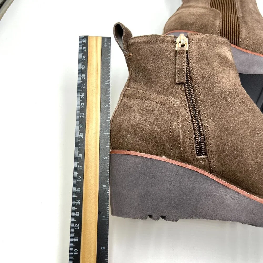 Sanctuary Womens Size 6.5 Engage Brown Suede Leather Wedge‎ Ankle Boots Shoes